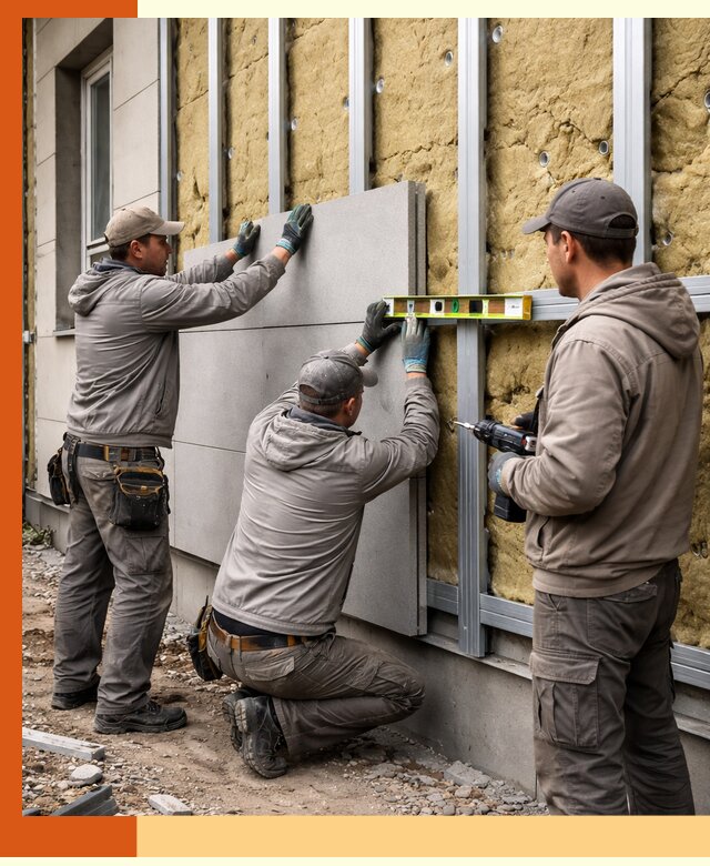 Утепление вентилируемого фасада под ключ в Кыштыме